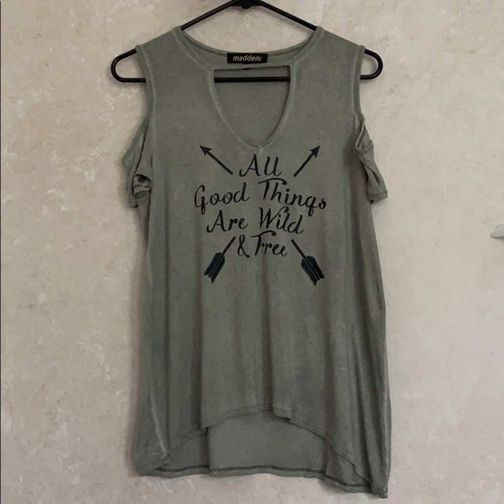 Army Green Cold Shoulder Top